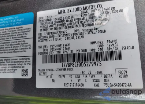 2013 Ford Mustang Gt Premium z USA, uszkodzony, nr VIN 1ZVBP8CF0D5279975